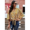 Chemisier Chemise Femme du"idien Fin de semaine Floral Léopard Demi Manches Lacet Bouton Col en V Décontractée Vêtement de rue Vert Noir Jaune Hauts Standard S / 3D effet miniinthebox
