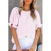 Chemisier Chemise Femme du"idien Fin de semaine Floral Manches Courtes A Volants Imprimer Col Rond Décontractée Vêtement de rue Vert Noir Bleu Hauts Standard S / 3D effet miniinthebox
