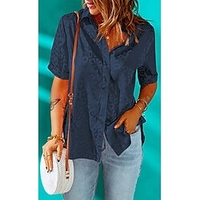 Chemisier Chemise Femme du"idien Fin de semaine Léopard Manches Courtes Bouton Imprimer Col de Chemise Décontractée Vêtement de rue Vert Noir Orange Hauts Standard S miniinthebox