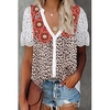 Chemisier Chemise Femme du"idien Fin de semaine Léopard Manches Courtes Bouton Imprimer Col en V Décontractée Vêtement de rue Kaki Hauts Standard S miniinthebox