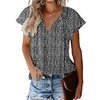Chemisier Chemise Femme du"idien Fin de semaine Léopard Manches Courtes Lacet Imprimer Col en V Décontractée Vêtement de rue Vert Noir Bleu Hauts Standard S miniinthebox