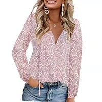 Chemisier Chemise Femme du"idien Fin de semaine Léopard Manches Longues Lacet Imprimer Col en V Décontractée Vêtement de rue Vert Noir Bleu Hauts Standard S miniinthebox