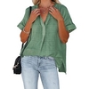 Chemisier Chemise Femme du"idien Fin de semaine Plaid Manches Courtes Col en V Décontractée Vêtement de rue Vert Blanche Noir Hauts Standard S miniinthebox
