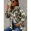 Chemisier Chemise Femme du"idien Fin de semaine Plaid Manches Longues Poche Bouton Col de Chemise Décontractée Vêtement de rue Vert Blanche Bleu Hauts Standard S miniinthebox