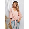 Chemisier Chemise Femme du"idien Fin de semaine Plein Demi Manches Lacet Bouton Col en V Décontractée Vêtement de rue Vert Blanche Noir Hauts Standard S miniinthebox