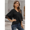 Chemisier Chemise Femme du"idien Fin de semaine Plein Manches 3/4 Maille Patchwork Col en V Décontractée Vêtement de rue Blanche Noir Bleu Hauts Standard S miniinthebox