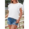 Chemisier Chemise Femme du"idien Fin de semaine Plein Manches Courtes A Volants Col Rond Décontractée Vêtement de rue Blanche Noir Violet Hauts Standard S miniinthebox