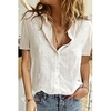 Chemisier Chemise Femme du"idien Fin de semaine Plein Manches Courtes Bouton Col de Chemise Décontractée Vêtement de rue Blanche Noir Bleu Hauts Standard S miniinthebox