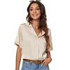 Chemisier Chemise Femme du"idien Fin de semaine Plein Manches Courtes Bouton Col de Chemise Décontractée Vêtement de rue Vert Blanche Noir Hauts Standard S miniinthebox