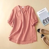 Chemisier Chemise Femme du"idien Fin de semaine Plein Manches Courtes Bouton Col en V Décontractée Vêtement de rue Rose Claire Jaune Orange Hauts Standard M miniinthebox