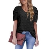 Chemisier Chemise Femme du"idien Fin de semaine Plein Manches Courtes Col en V Décontractée Vêtement de rue Vert Blanche Noir Hauts Standard S miniinthebox