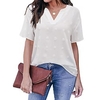 Chemisier Chemise Femme du"idien Fin de semaine Plein Manches Courtes Col en V Décontractée Vêtement de rue Vert Blanche Noir Hauts Standard S miniinthebox