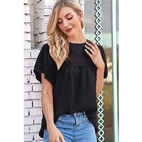 Chemisier Chemise Femme du"idien Fin de semaine Plein Manches Courtes Découpé Col Rond Décontractée Vêtement de rue Blanche Noir Hauts Standard S miniinthebox