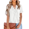 Chemisier Chemise Femme du"idien Fin de semaine Plein Manches Courtes Dentelle Col en V Décontractée Vêtement de rue Vert Blanche Noir Hauts Standard S miniinthebox