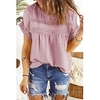 Chemisier Chemise Femme du"idien Fin de semaine Plein Manches Courtes Dentelle Patchwork Col Rond Décontractée Vêtement de rue Blanche Rose Claire Jaune Hauts Standard S miniinthebox