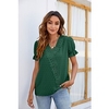 Chemisier Chemise Femme du"idien Fin de semaine Plein Manches Courtes Garniture en dentelle Col en V Décontractée Vêtement de rue Vert Blanche Noir Hauts Standard S miniinthebox
