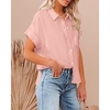 Chemisier Chemise Femme du"idien Fin de semaine Plein Manches Courtes Poche Bouton Col de Chemise Décontractée Vêtement de rue Blanche Noir Rose Claire Hauts Standard S miniinthebox