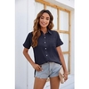 Chemisier Chemise Femme du"idien Fin de semaine Plein Manches Courtes Poche Bouton Col de Chemise Décontractée Vêtement de rue Blanche Noir Rose Claire Hauts Standard S miniinthebox