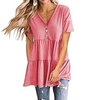 Chemisier Chemise Femme du"idien Fin de semaine Plein Manches Courtes Tunique fluide Bouton Col en V Décontractée Vêtement de rue Vert Blanche Noir Hauts Standard S miniinthebox