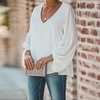 Chemisier Chemise Femme du"idien Fin de semaine Plein Manches Longues Col en V Décontractée Vêtement de rue Blanche Noir Kaki Hauts Manches Lanterne Standard S miniinthebox