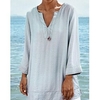 Chemisier Chemise Femme du"idien Fin de semaine Plein Manches Longues Col en V Décontractée Vêtement de rue Vert Gris Hauts Standard S miniinthebox