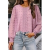 Chemisier Chemise Femme du"idien Fin de semaine Plein Manches Longues Dentelle Col Rond Décontractée Vêtement de rue Blanche Noir Bleu Hauts Standard S miniinthebox