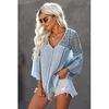Chemisier Chemise Femme du"idien Fin de semaine Plein Manches Longues Dentelle Patchwork Bouton Col en V Décontractée Vêtement de rue Blanche Noir Bleu Hauts Standard S miniinthebox