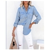 Chemisier Chemise Femme du"idien Fin de semaine Plein Manches Longues Poche Bouton Col de Chemise Décontractée Vêtement de rue Bleu Hauts Standard Jean S miniinthebox