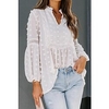 Chemisier Chemise Femme du"idien Fin de semaine Plein Manches Longues Tunique fluide Col en V Décontractée Vêtement de rue Blanche Noir Rose Claire Hauts Manches Lanterne Standard S miniinthebox