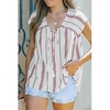 Chemisier Chemise Femme du"idien Fin de semaine Rayé Manches Courtes Lacet Imprimer Col en V Décontractée Vêtement de rue Blanche Hauts Standard S miniinthebox