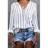 Chemisier Chemise Femme du"idien Fin de semaine Rayé Manches Longues Poche Col en V Décontractée Vêtement de rue Blanche Bleu Hauts Standard S miniinthebox