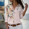 Chemisier Chemise Femme Vacances Travail Fin de semaine Fleur Floral Graphic Manches Longues Bouton Imprimer Col de Chemise Décontractée Vêtement de rue Rose Claire Hauts Standard S / 3D effet miniinthebox
