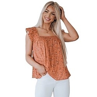 Chemisier Débardeur dos nageur Camisoles Femme du"idien Sortie Fin de semaine Fleur Sans Manches A Volants Imprimer Col Carré Elégant Décontractée Vert Violet Kaki Hauts Standard S miniinthebox