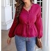 Chemisier Femme Décontractée du"idien Travail Plein Pois Manches Longues Patchwork Garniture de laitue Col en V Décontractée Vêtement de rue Plage Blanche Rose Claire Rouge Hauts Manches Lanterne miniinthebox