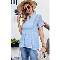 Chemisier Péplum Chemise Femme du"idien Fin de semaine Plein Manches Courtes Tunique fluide Col en V Décontractée Vêtement de rue Blanche Noir Rose Claire Hauts Standard S miniinthebox