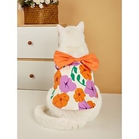 Chien Chat Robe Fleur Style doux Mode Vacances Festival Vêtements pour Chien Vêtements pour chiots Tenues De Chien Doux Orange Costume pour fille et garçon chien Polyester XS S M L XL miniinthebox