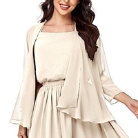 Châle Etole Châles Etoles de Femme Wraps de la mère dames Couleur pleine Manches 3/4 Mousseline de soie Boléros de Mariage Avec Couleur Pure Pour Soirée Toutes les Saisons miniinthebox