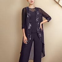 Châle Etole Châles Etoles de Femme Wraps de la mère Paillettes Elégant Manches 3/4 Mousseline de soie Boléros de Mariage Avec Paillette Pour Soirée Toutes les Saisons miniinthebox