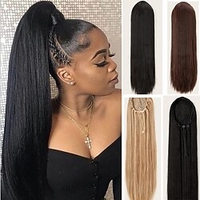 clip de pièce de cheveux longue queue de cheval droite en extension de cheveux accessoire de perruque de queue de cheval pour les femmes miniinthebox