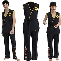 Cobra Kai Karate Kid Tenue Bal Masqué Homme Femme Garçon Cosplay de Film Cosplay Sportif Noir Haut Pantalon Ceinture de Tour de Taille Carnaval Le Jour des enfants Mascarade Polyester miniinthebox