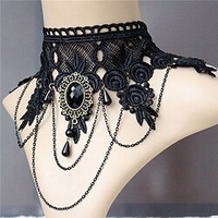 Collier ras du cou Collier Pendentif For Femme Soirée Halloween Mascarade Pierres synthétiques Cristal Dentelle Multirang Noir miniinthebox