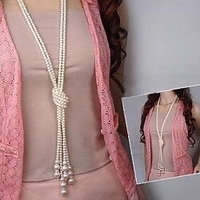 Collier Y Cravate Collier Multirang For Femme Perle Soirée Décontractée du"idien Perle Imitation Perle Multirang Cravate Nœud / Collier Sautoir / Collier de perles miniinthebox