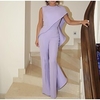 Combinaison Femme A Volants Couleur unie Col Rond Elégant Soirée du"idien Standard Sans Manches Violet claire S Printemps miniinthebox