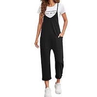 Combinaison Femme Dos Nu Poche Couleur unie Col V Casual Vacances Sortie Standard Bretelle Fine Noir S Printemps miniinthebox