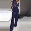 Combinaison Femme Maille Brodée Floral Mao Elégant Soirée Plein Air Standard manche longue Bleu S Printemps miniinthebox