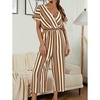 Combinaison Femme Patchwork Rayé Col V Vêtement de rue du"idien Sortie Standard Manche Courte Jaune S Printemps miniinthebox