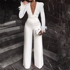 Combinaison Femme Plume Couleur unie V Profond Elégant Soirée Fête scolaire Ample Mince manche longue Blanche S Automne miniinthebox