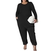 Combinaison Femme Poche Couleur unie Col Ras du Cou Casual du"idien Vacances Standard manche longue Noir XL Printemps miniinthebox