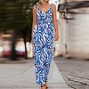 Combinaison Femme Poche Imprimer Floral Col V Vêtement de rue du"idien Vacances Standard Sans Manches Bleu S Printemps miniinthebox