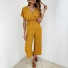 combinaison femme pois col v décontracté vacances vacances coupe classique manches courtes jaune bleu marine vert s m l printemps miniinthebox